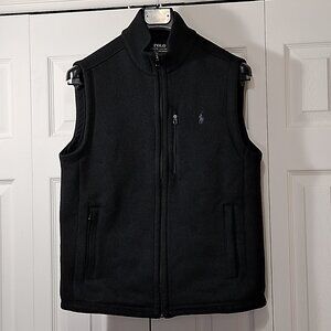Polo Ralph Lauren Performance Fleece Vest Black Pony Logo Full Zip Black
